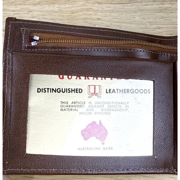 Vintage Brown Leather BiFold Wallet Australia Kangaroo Fur Starlite Products - Picture 6 of 13